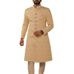 Lucknowi Embroidered Peach Achkan Churidar Set | Jaipurio